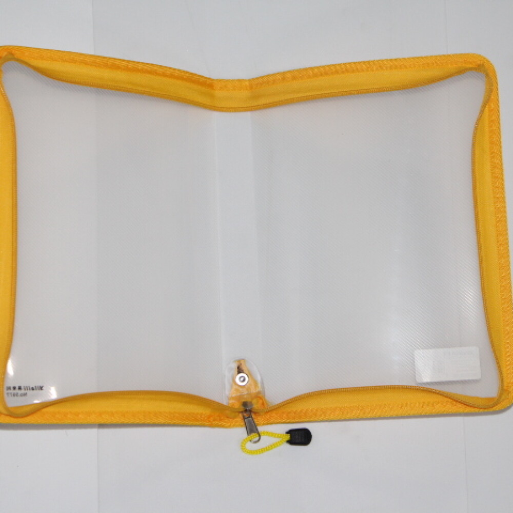 SOBRE YIL CON CIERRE DE COLOR B5 5977 TAPA TRANSPARENTE COLOR AMARILLO