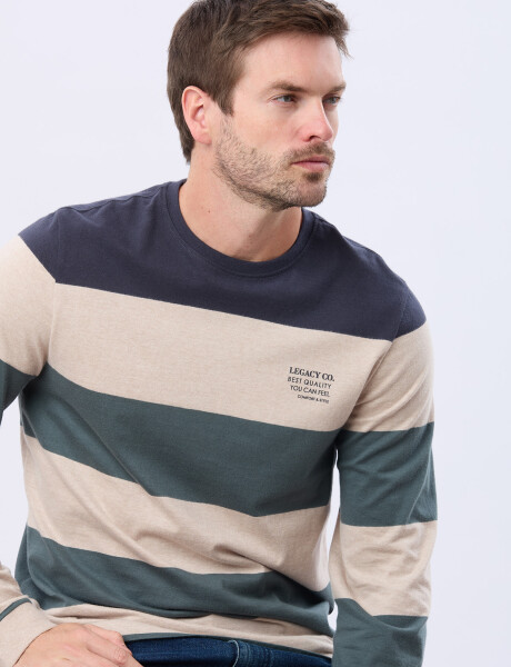 REMERA RAYADA DE ALGODÓN Beige