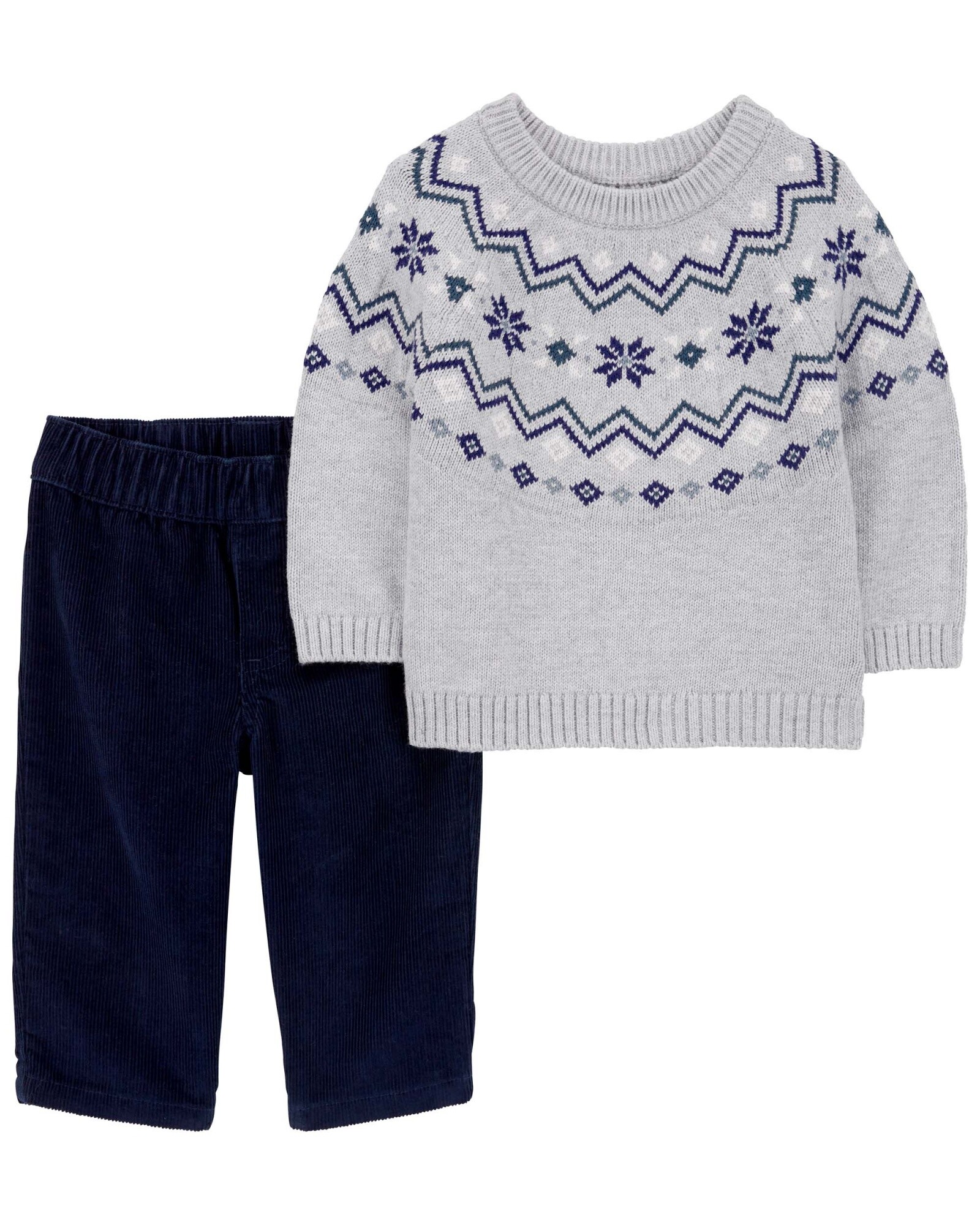 Set dos piezas, pantalón de pana y buzo de punto Sin color