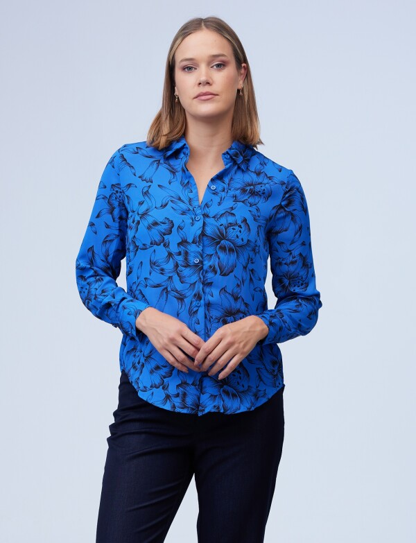 Camisa Flower Print NEGRO/AZUL