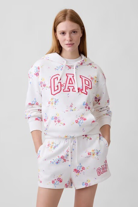 Buzo Canguro Logo Gap Mujer White Multi Floral
