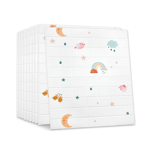 Panel Revestimiento Placa Pared Autoadhesiva Pack x10 Arcoiris