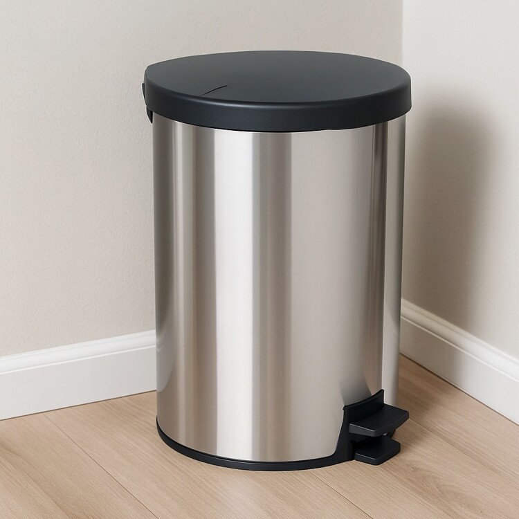 PAPELERA TACHO ACERO INOXIDABLE TRAMONTINA 12LTS PLATEADO