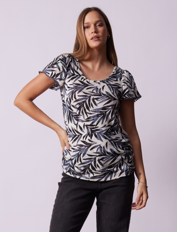 Remera Puntilla MULTI/AZUL