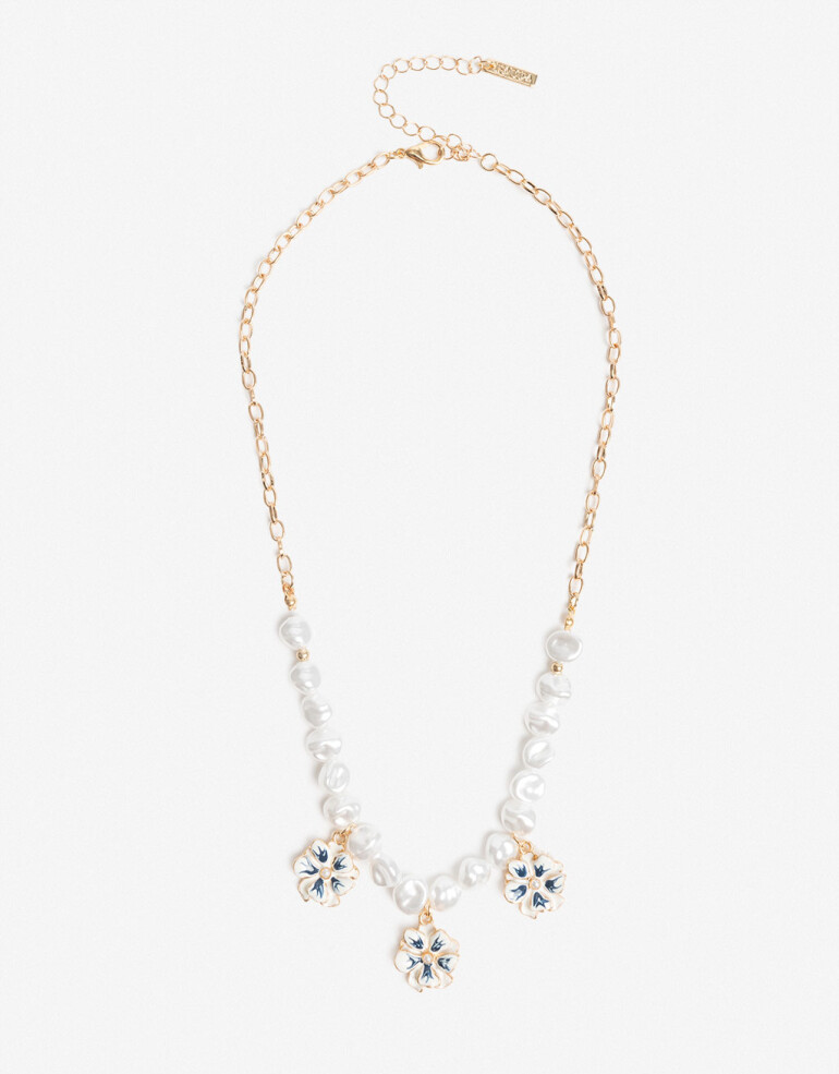 Collares Cortos Color Collar Multidije Flor - Dorado