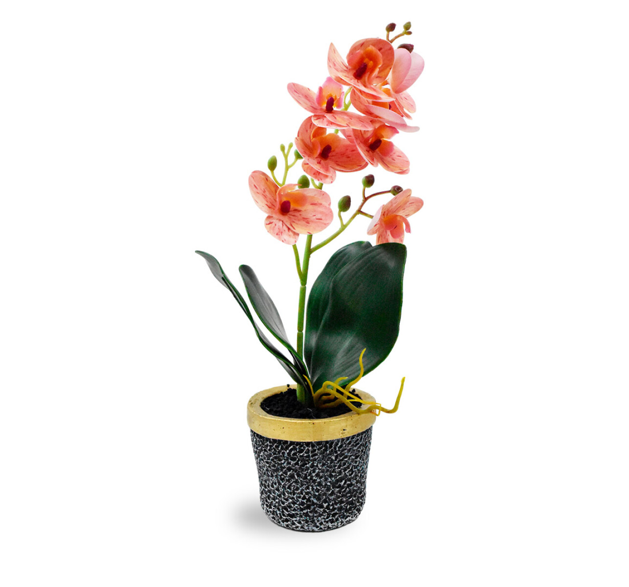 Orquidea artificial con maceta de ceramica 