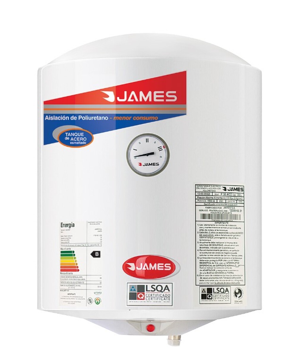 Termotanque Calefón De Acero James 30lts 