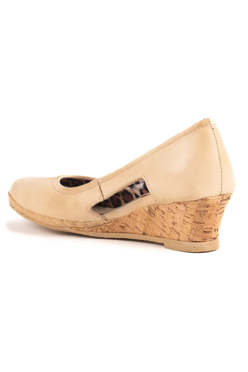 Zapato Taco Corrido Cuero Natural
