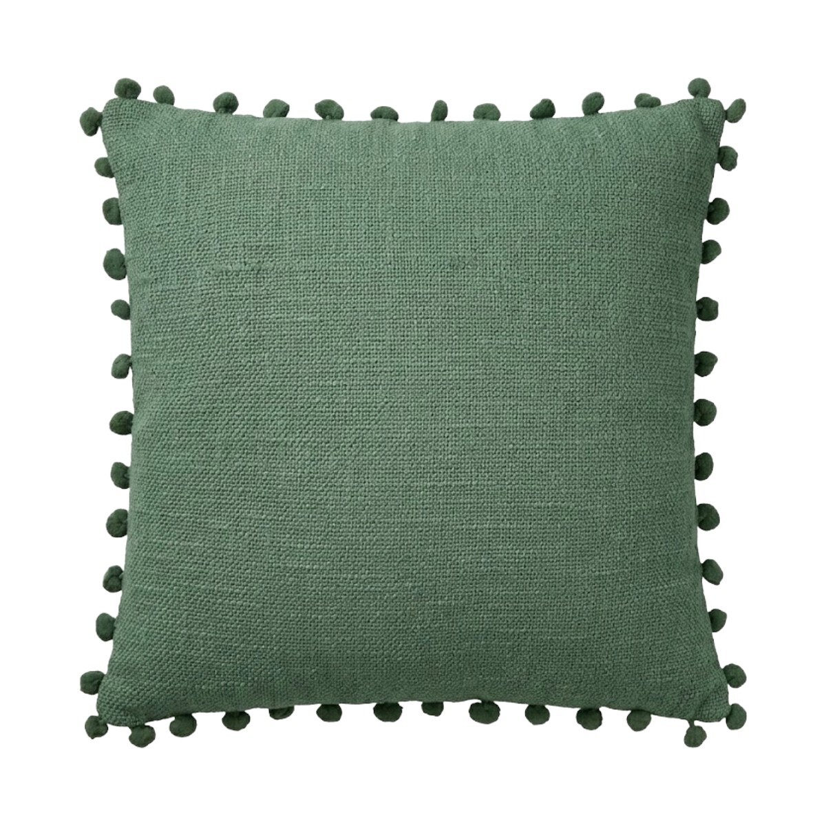COJIN CUAD VERDE C/POM POM 40X40CM 