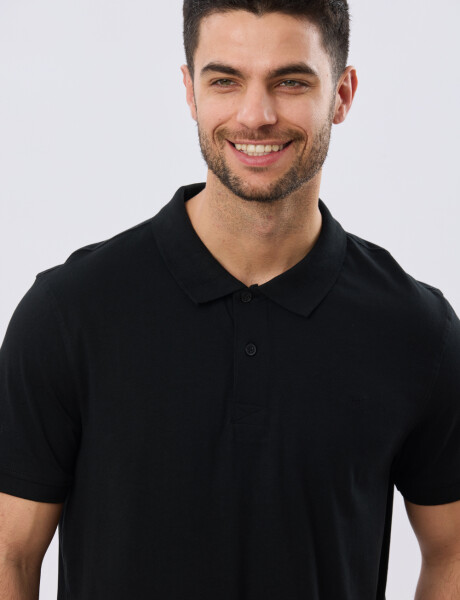 REMERA POLO LISA JERSEY Negro