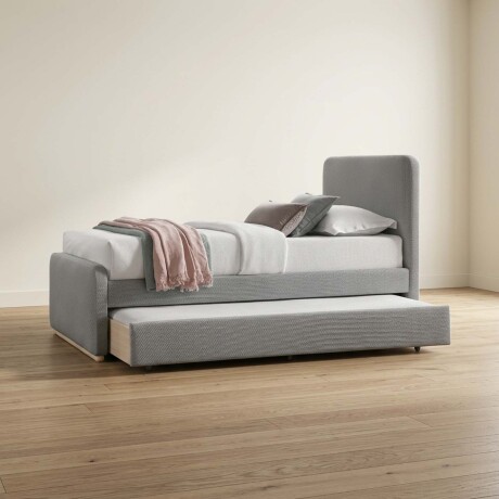 CAMA KIDS 1 PLAZA MADERA-Y-TELA GRIS CALÉNDULA