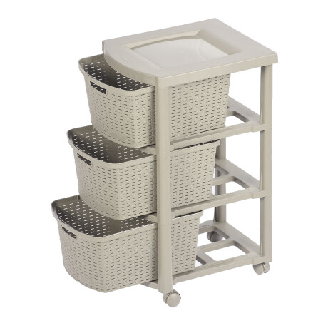Cajonera Organizador Gavetero Símil Rattan 3 Cajones Rimax Taupe