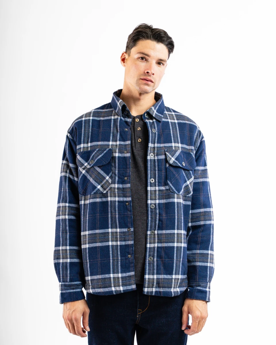 Sobrecamisa de Franela con Corderito - Marino Oscuro/ fantasia 1 