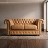 Sillón 100% Cuero - 2 Cuerpos - Chesterfield Camel