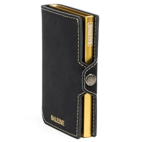 Billetera Baleine Kansas en Aluminio y Cuero con Protección RFID Golden Black