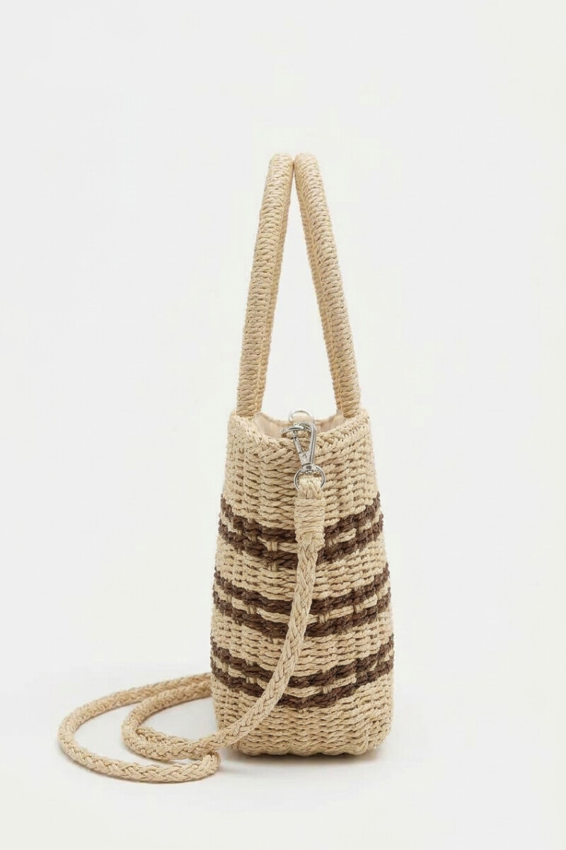 Bolso tejido rayas beige