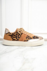 Zapatilla Cuero Animal Print Marron