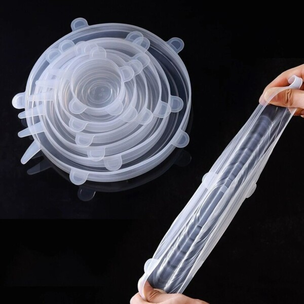Tapas Tupper Silicona Adaptables Y Reutilizables Set De 6 Color Variante Transparente