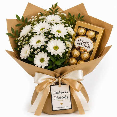Arreglo Floral Ferrero Muchísimas Felicidades Arreglo Floral Ferrero Muchísimas Felicidades