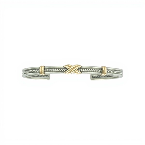 Brazalete Cruz-Plata y Oro-Sin piedra- BR5002 sinpiedra