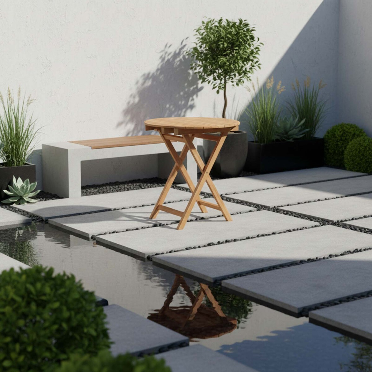 MESA CIRCULAR PLEGABLE - MADERA NATURAL-BEIGE PALMA 