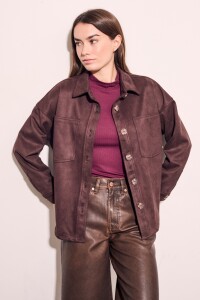 Sobrecamisa Gamuza Cuero Vegano Marron
