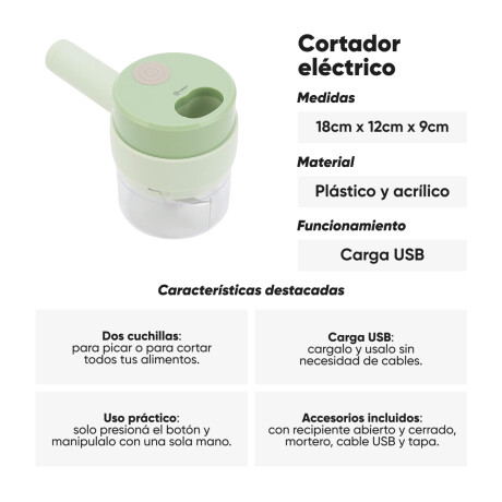 Cortador eléctrico de verduras multiuso Verde