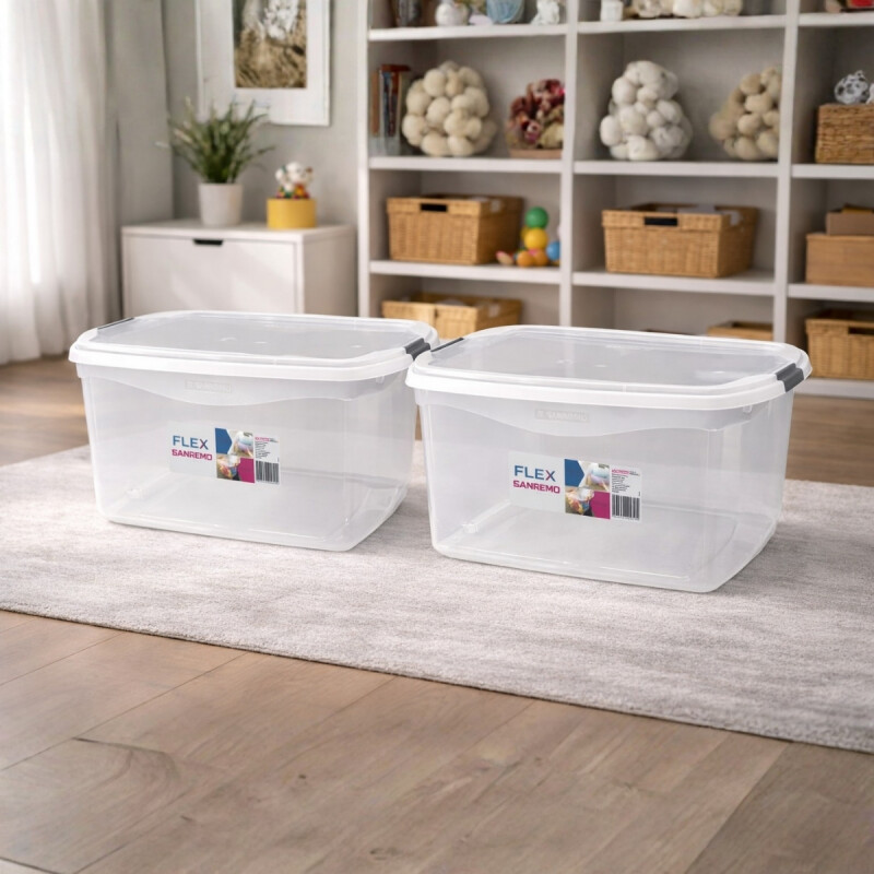 Set x2 Caja organizadora 68 lts TRANSPARENTE
