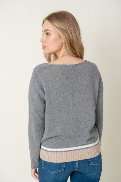 Sweater lana combinado Gris
