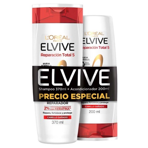 Pack Elvive Shampoo 370 ml+Aco 200ml Reparación total 5