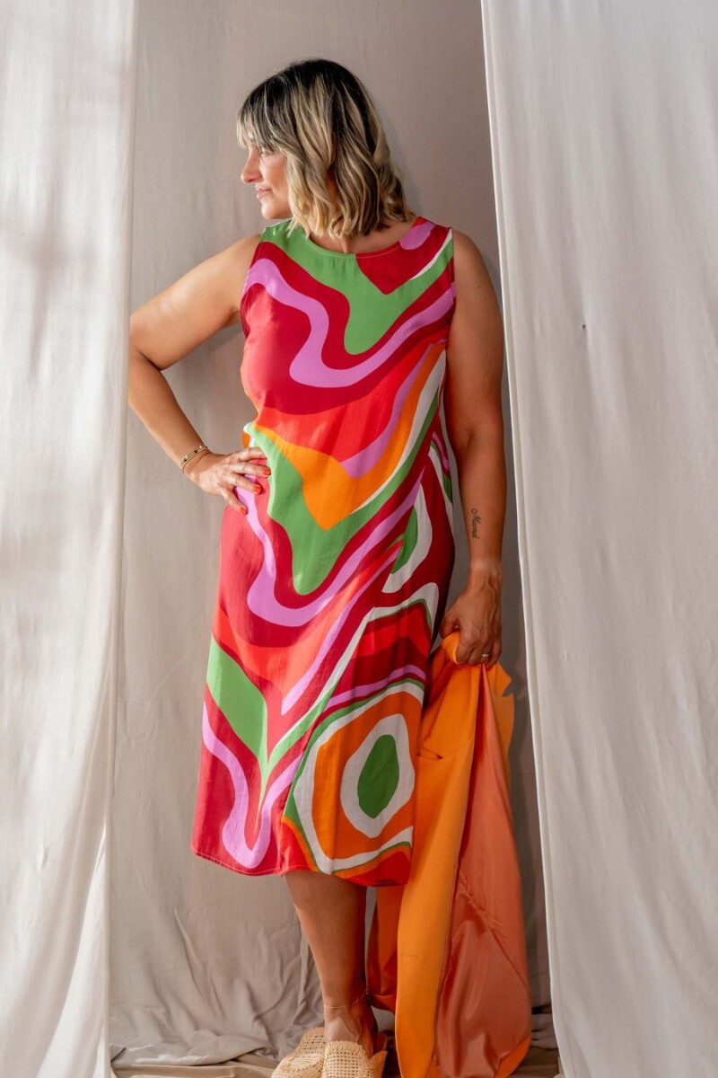 Vestido Cores Estampado