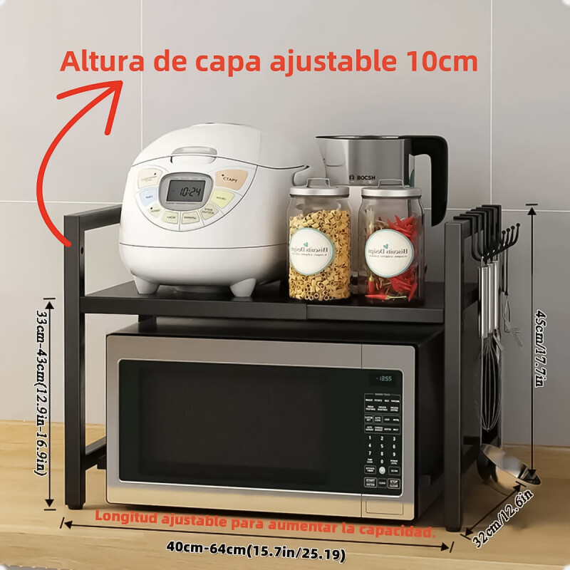 Estante de microondas y horno extensible de cocina Estante de microondas y horno extensible de cocina