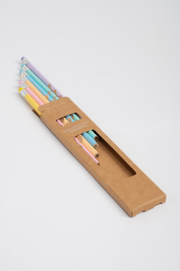 Pack x6 lápices de madera multicolor Rosados