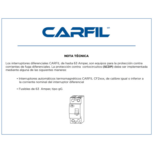 Llave diferencial EPR-4P RCCB 63A 30mA 6kA CF2095X