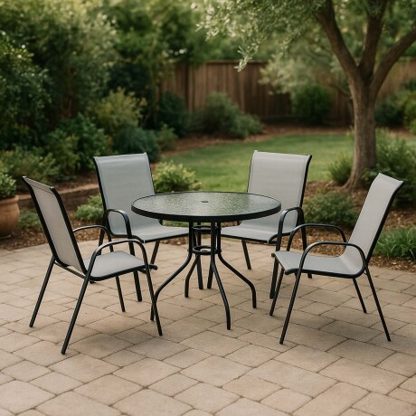 SET DE JARDIN ACERO-Y-TEXTILINA GRIS MINORI