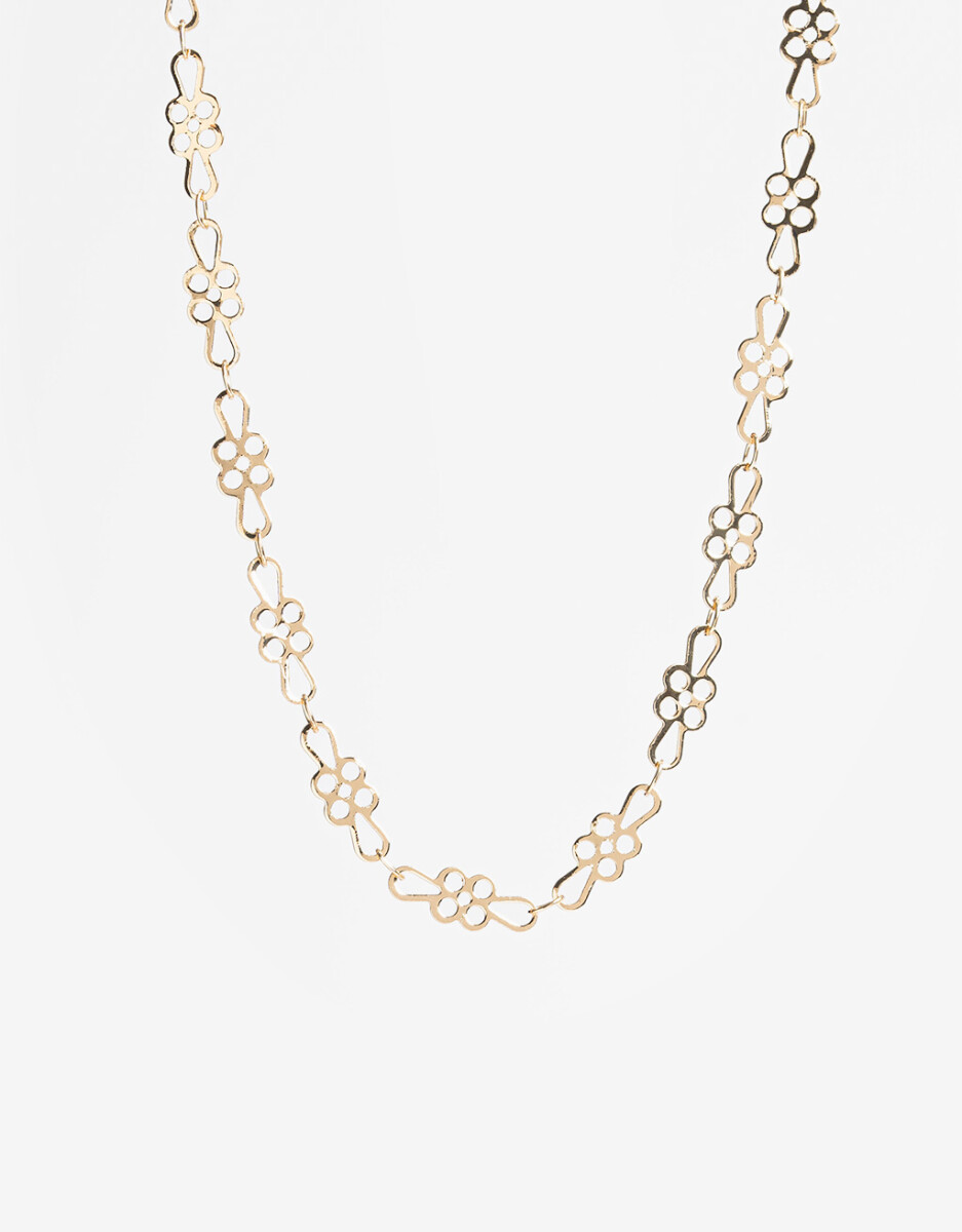Collar Corto Metal Flores 