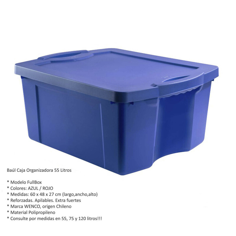 Set x3 Caja organizadora 55 lts Fullbox AZUL