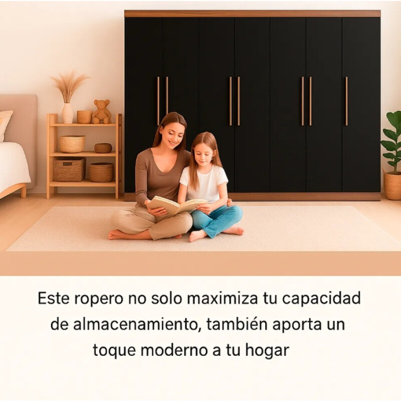 Ropero Placard 8 Puertas 10 divisiones Dormitorio Negro