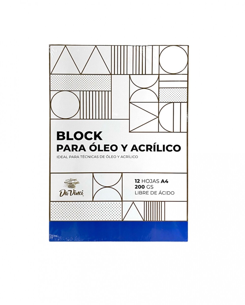 Block Da Vinci para Oleo y Acrilico A4 200grs 12 Hojas 