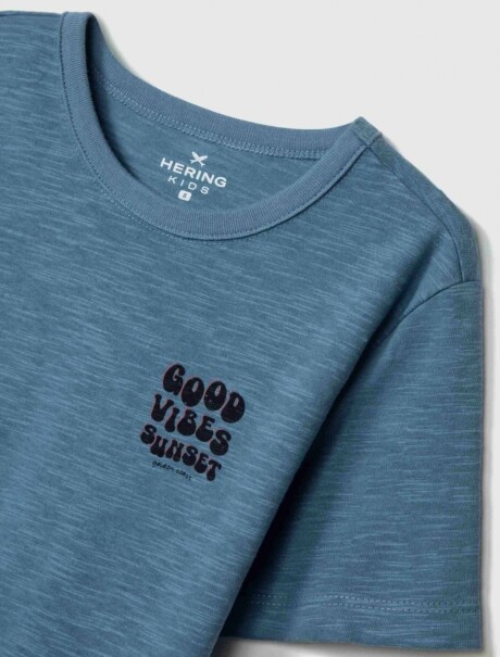 CAMISETA INFANTIL CON ESTAMPA AZUL MARINO