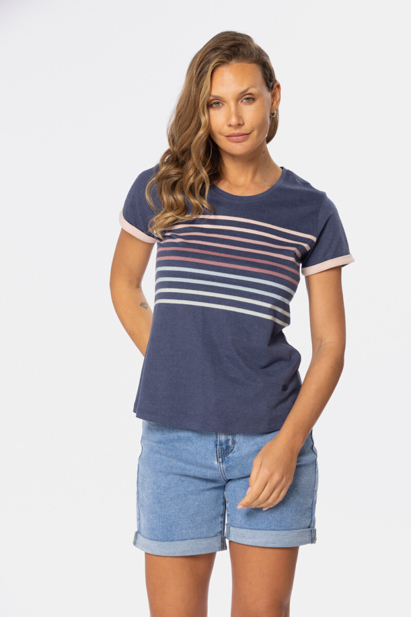 REMERA RAYADA - Azul 