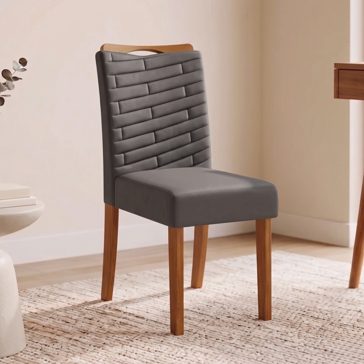 Silla Julia tapizada - Linea Milán - Gris/Veludo 