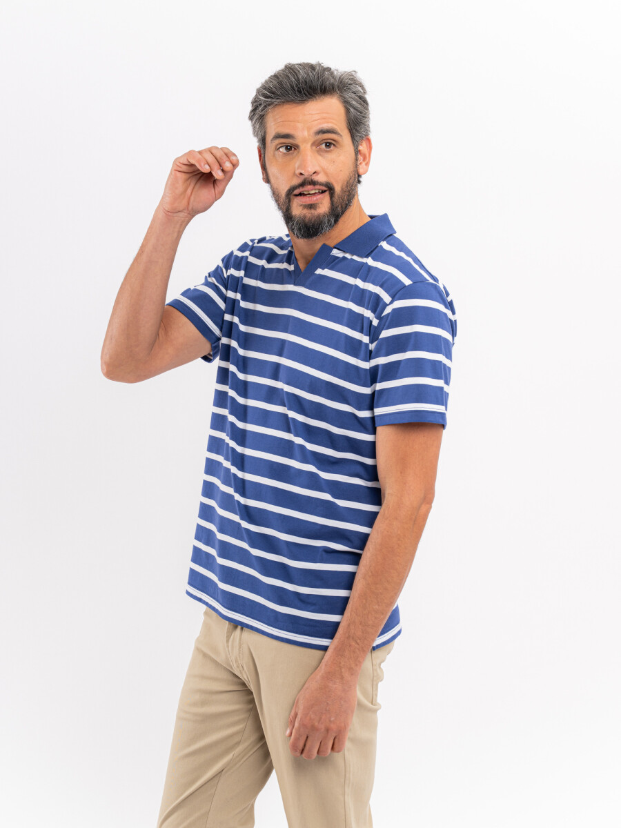 Remera m/c rayada - azul 