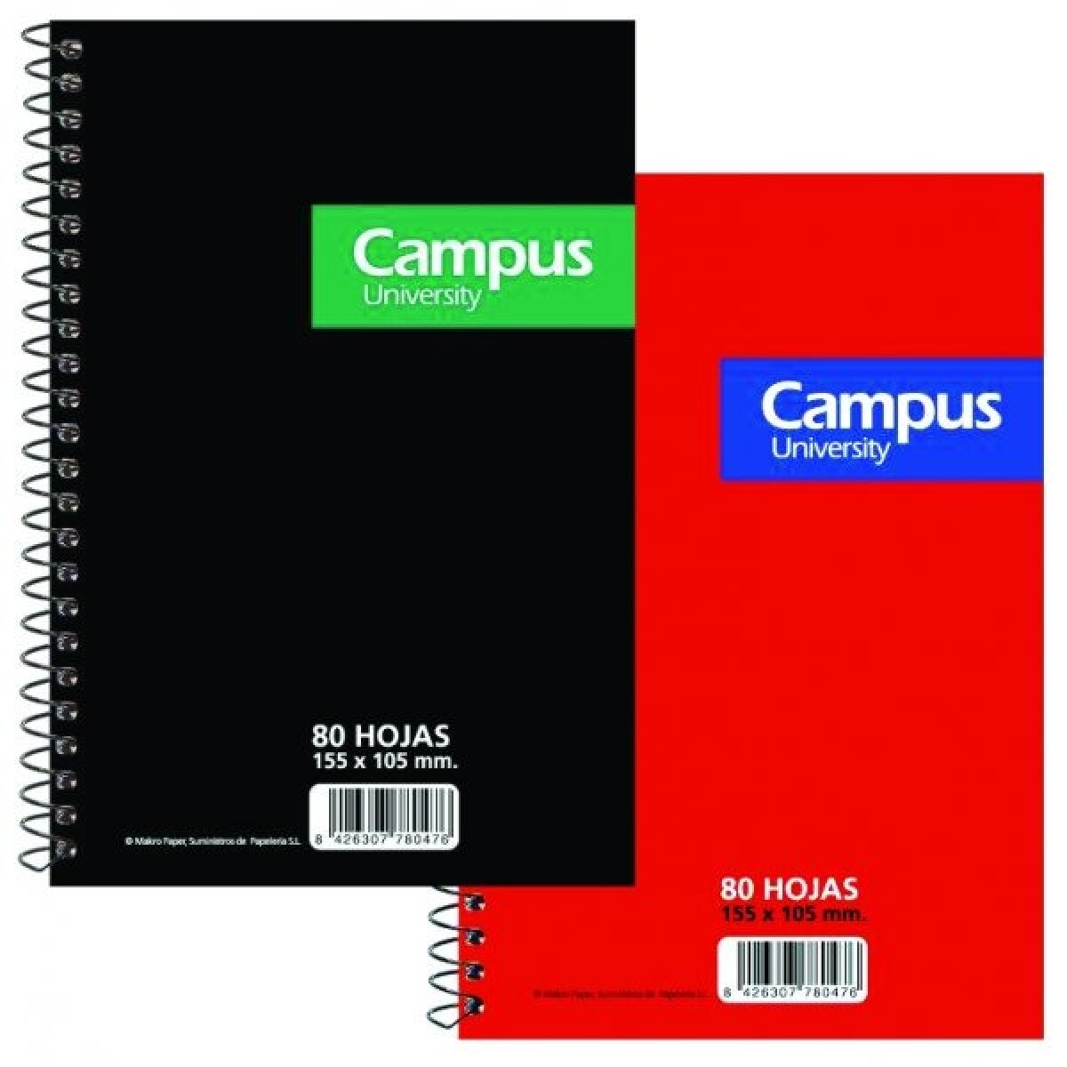 Libreta Con Espiral Cuadriculada 80 Hojas Campus Tapa Flex 