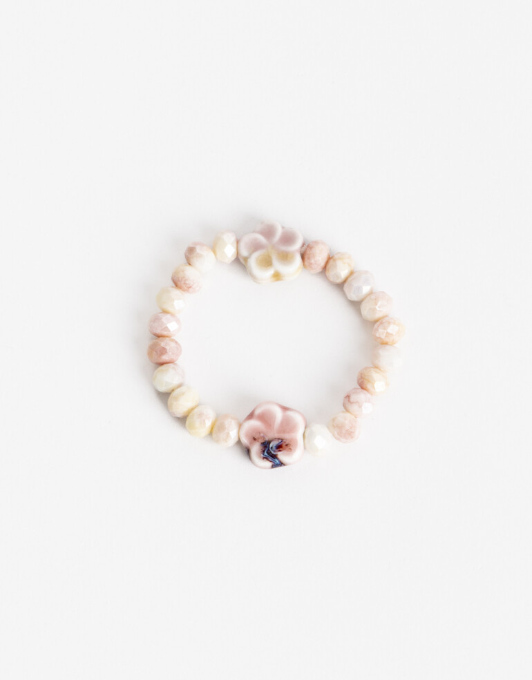 Pulseras Elásticas Canutillos Pulsera Elástica Beads Y Dijes Para Niñas - Rosa Bebe