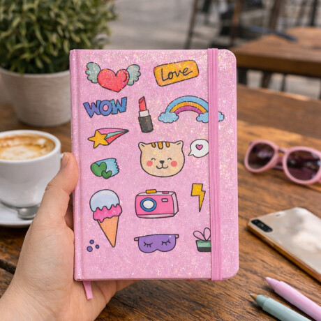 Cuaderno A5 con elastico gatito Rosado