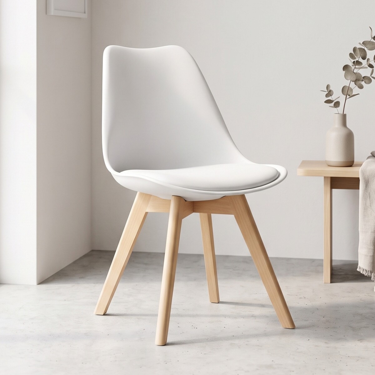 Silla de Comedor asiento Acolchonado - Eames - Blanco 