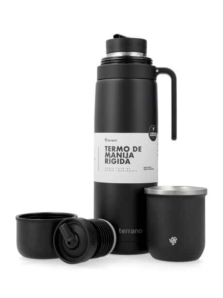 Termo Manija Rigida + Mate Acero inox. Negro Con Sicilia