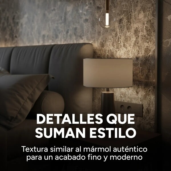 Placa PVC Símil Mármol 3mm Con Detalle Área Útil 2,20×1,22m Mármol Gris
