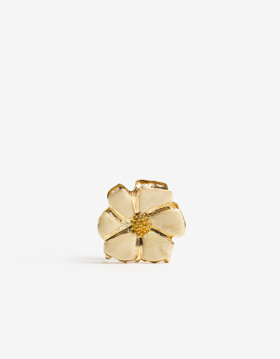 Broche Flor De Metal Con Esmalte 